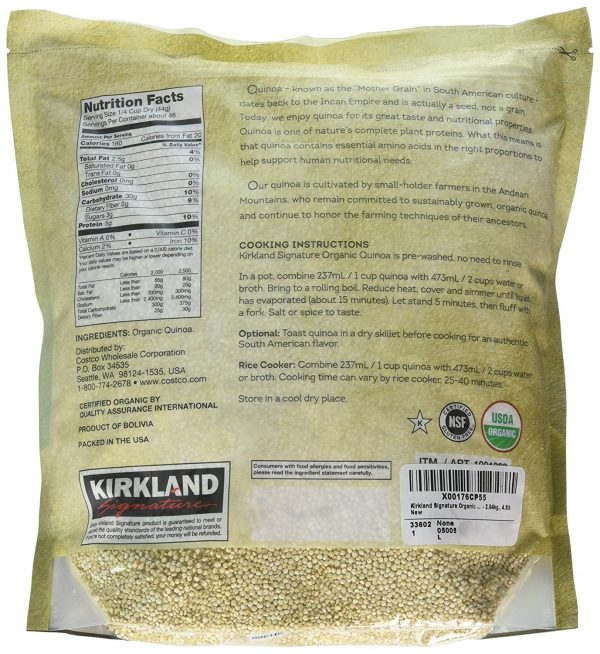 Kirkland Signature Organic Gluten-Free Quinoa From Andean Farmers To Your Table - 2.04kg., 4.5lb